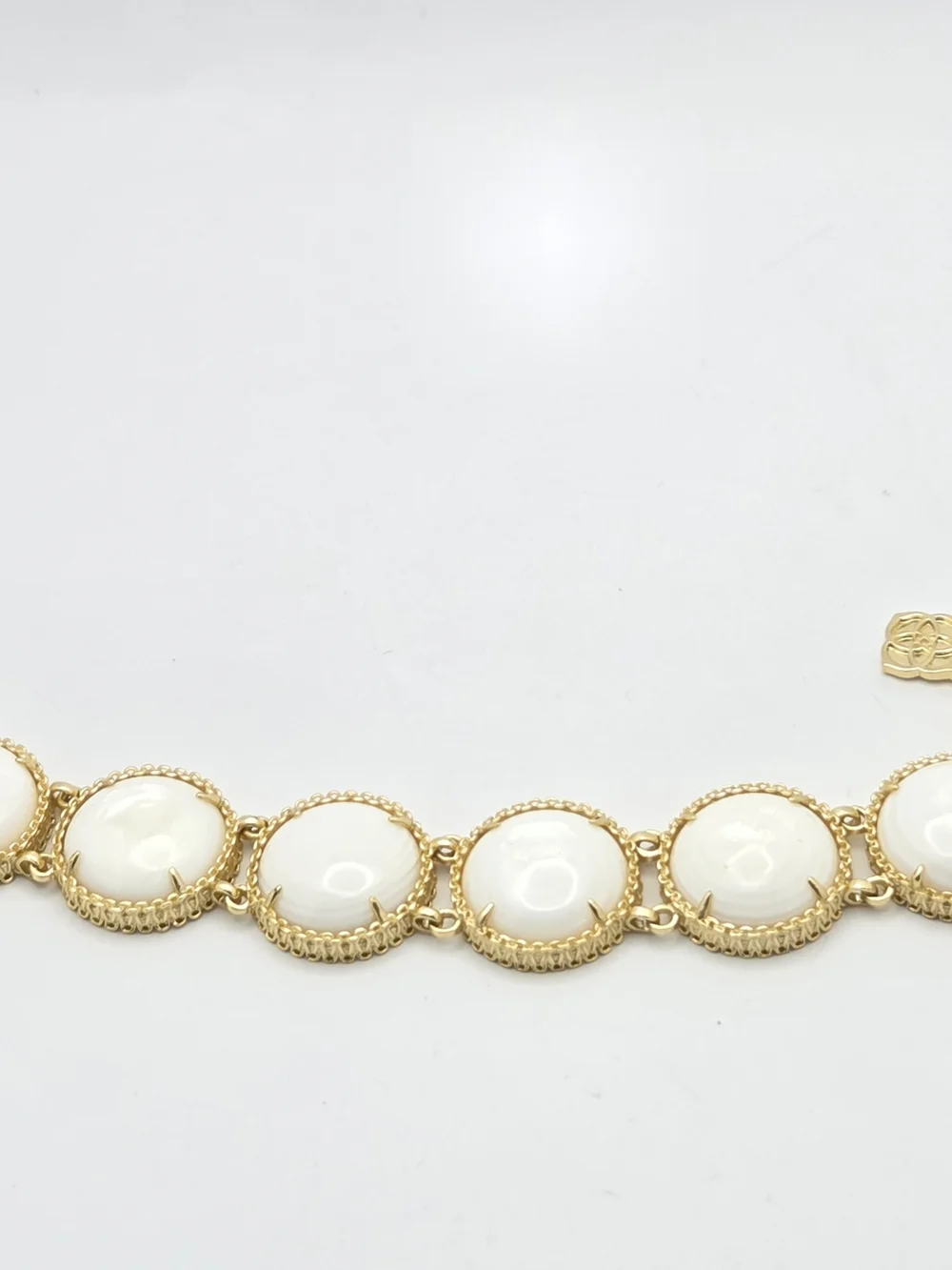 Kendra Scott Gold Tone White Banded Agate Link Bracelet